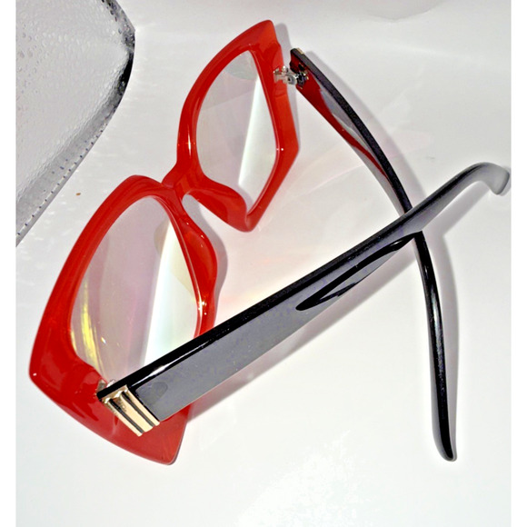 Unbranded Oversized Eyeglass‎ Frames 53-19-143 Red Clear Large Retro Frames Only - Picture 12 of 13